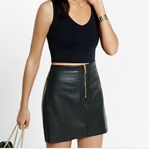 Express Faux Leather Mini Skirt With Gold Zipper